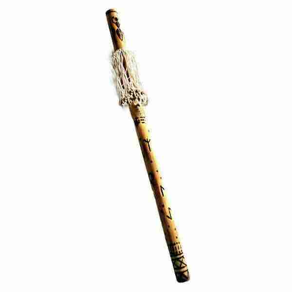 Sonaglio RainStick Shaman in Bamboo, Fait à Main avec Rune Norreniche Loki